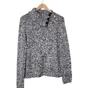 Jones New York Country sweater M gray heather split collar pullover